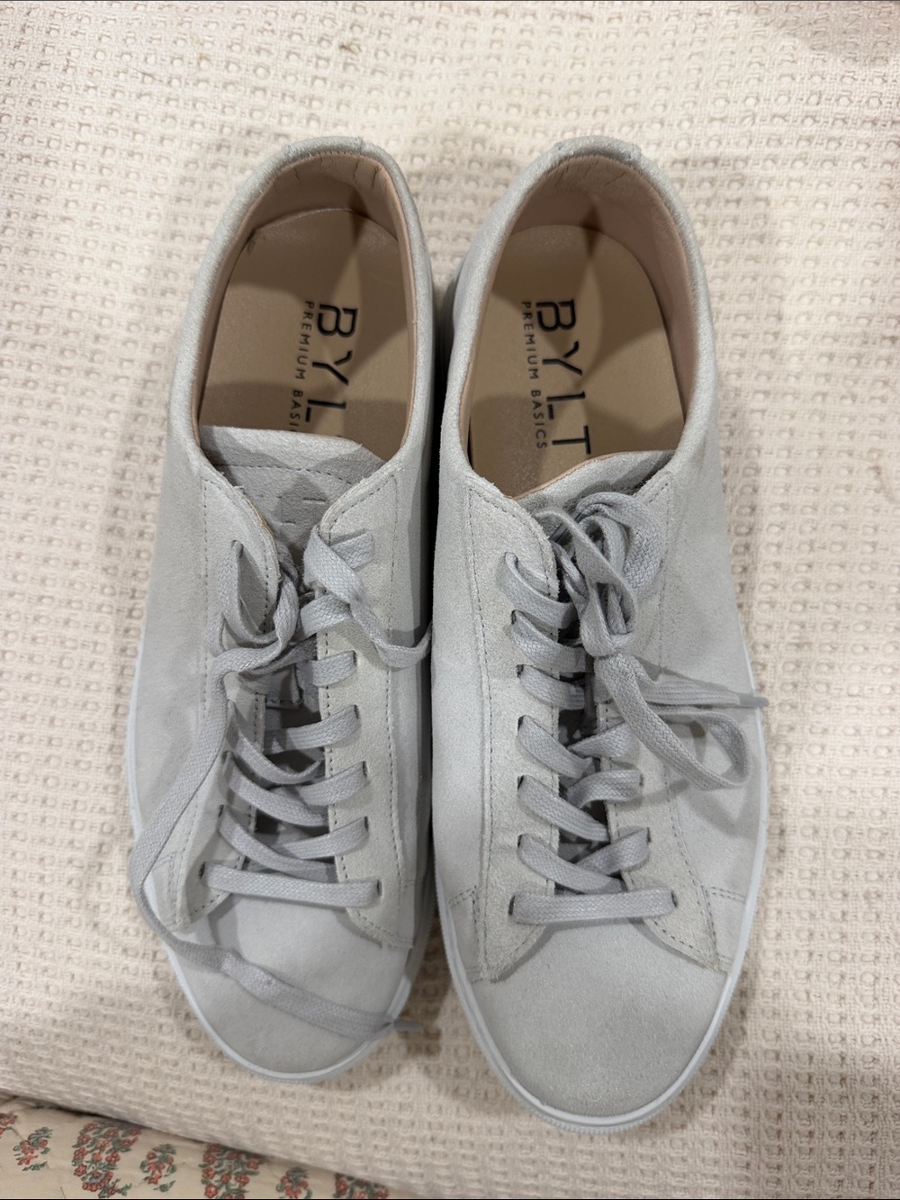 BYLT Premium Basics Light Gray Suede Lace-Up Sneakers